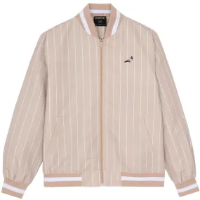 PINSTRIPE BASEBALL JACKET (STONE)