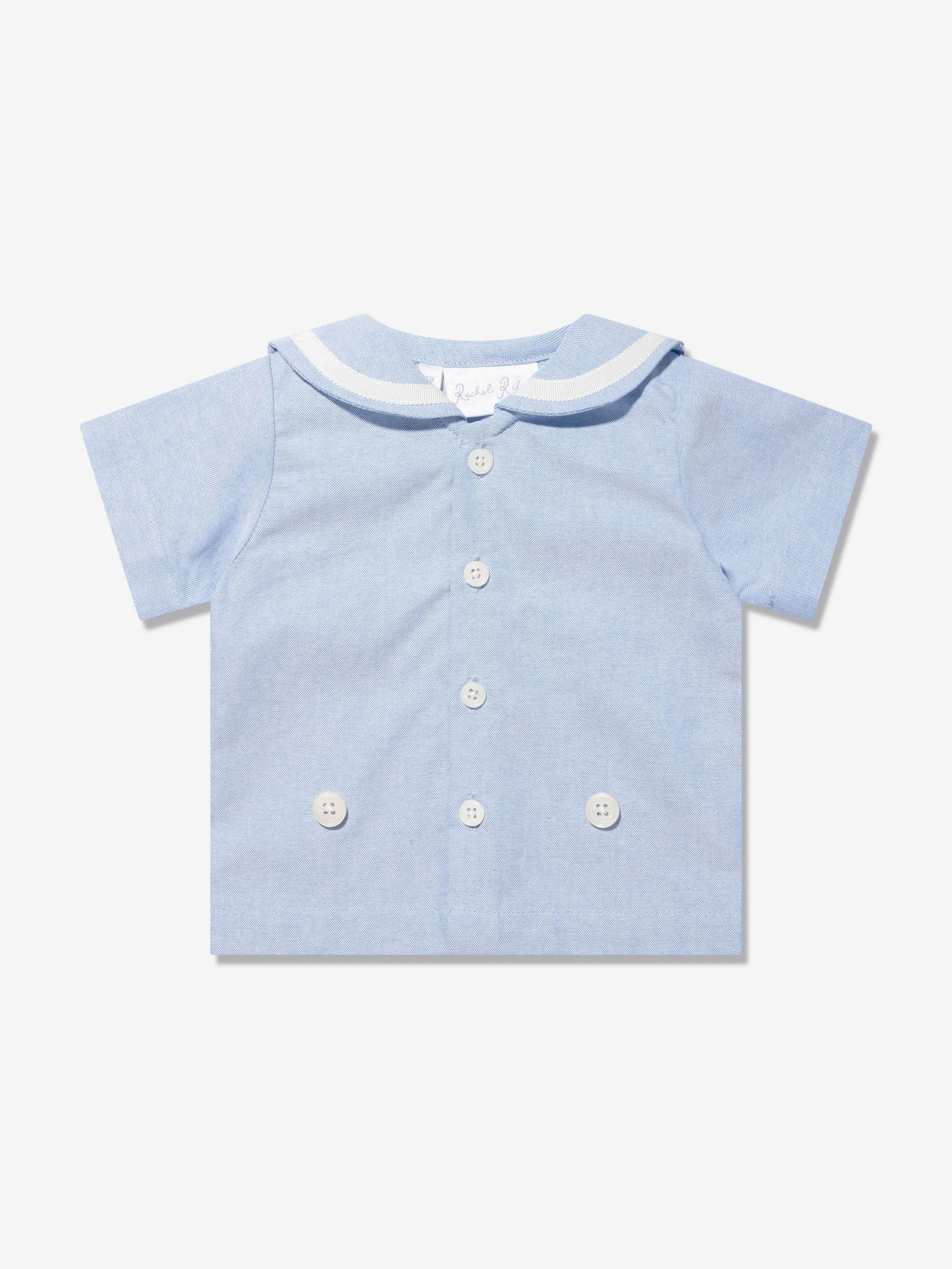 Rachel Riley Baby Boys Oxford Sailor Romper Set in Blue