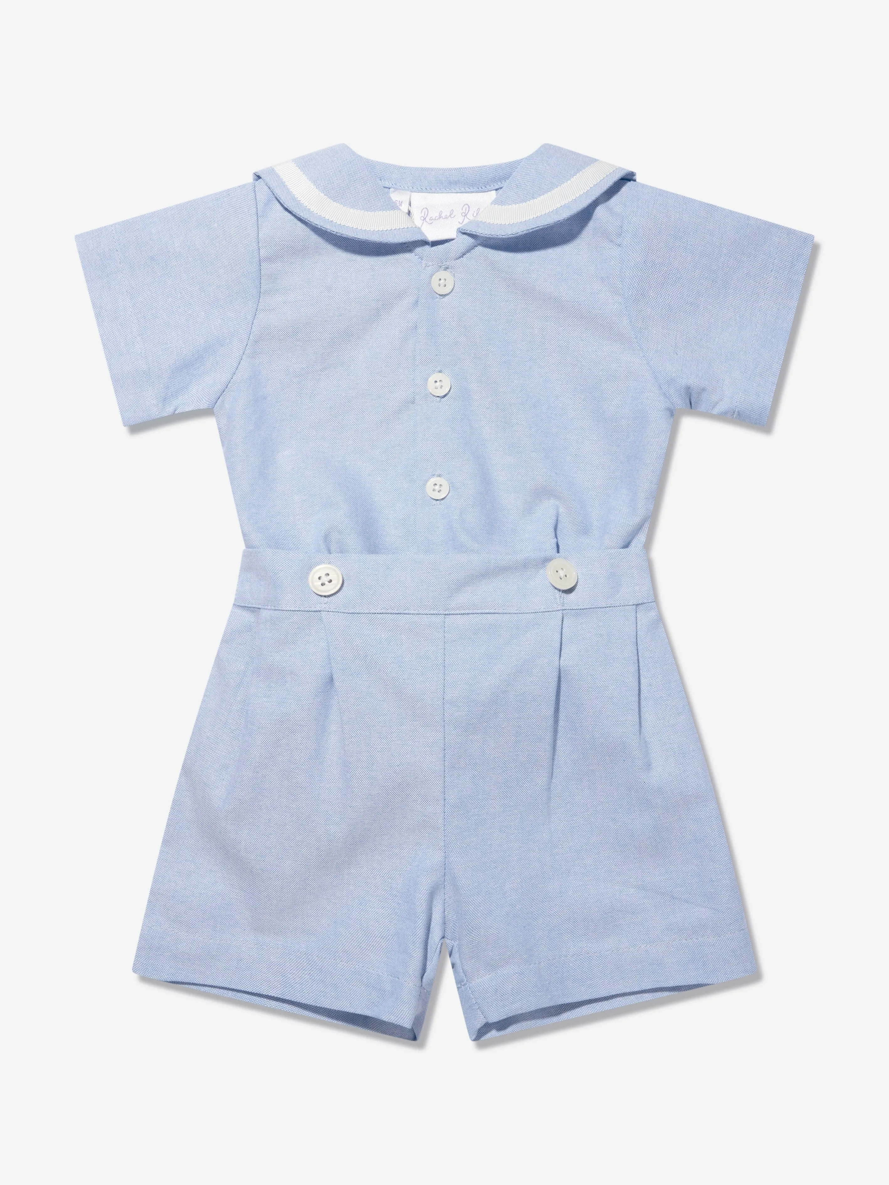 Rachel Riley Baby Boys Oxford Sailor Romper Set in Blue