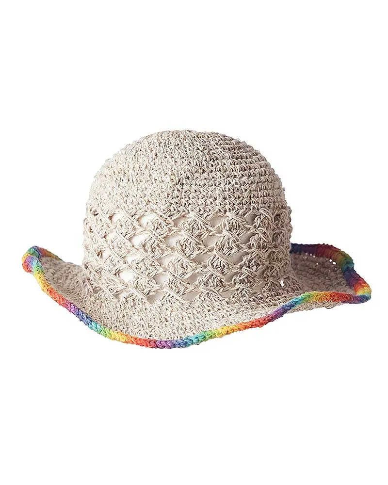 Rainbow Trim Hemp   Cotton Wire Rim Hat