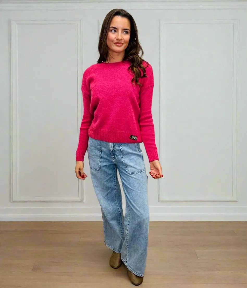 Raspberry Essential Crew Neck Jumper