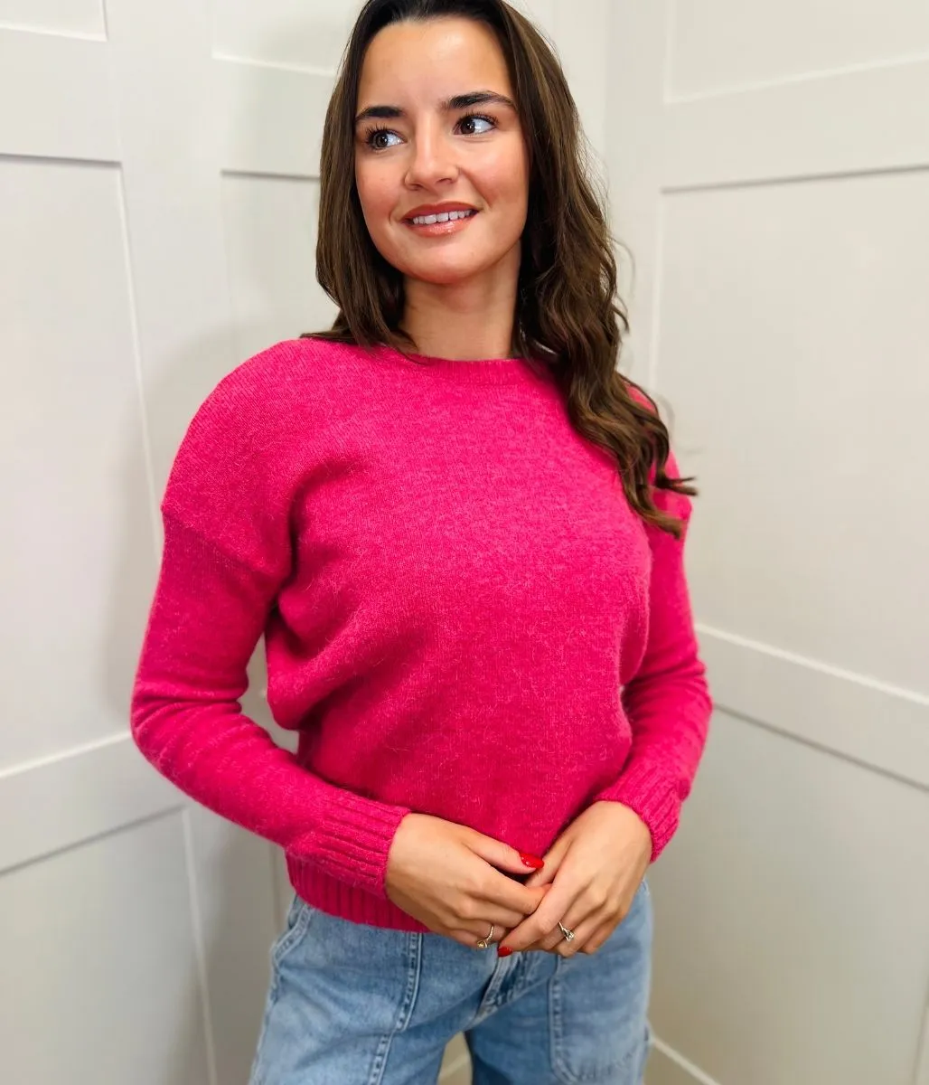 Raspberry Essential Crew Neck Jumper