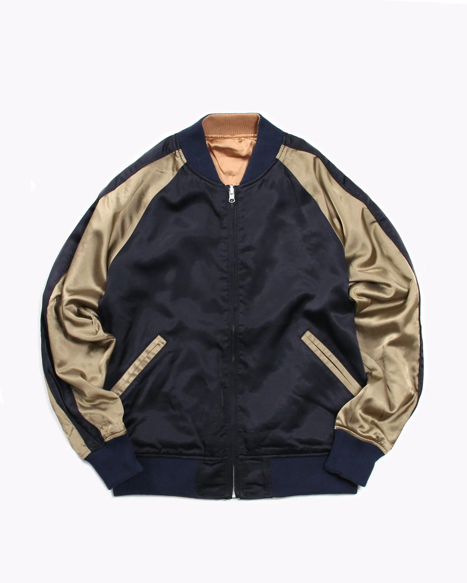 Reversible Satin Souvenir Jacket - Navy/Coral