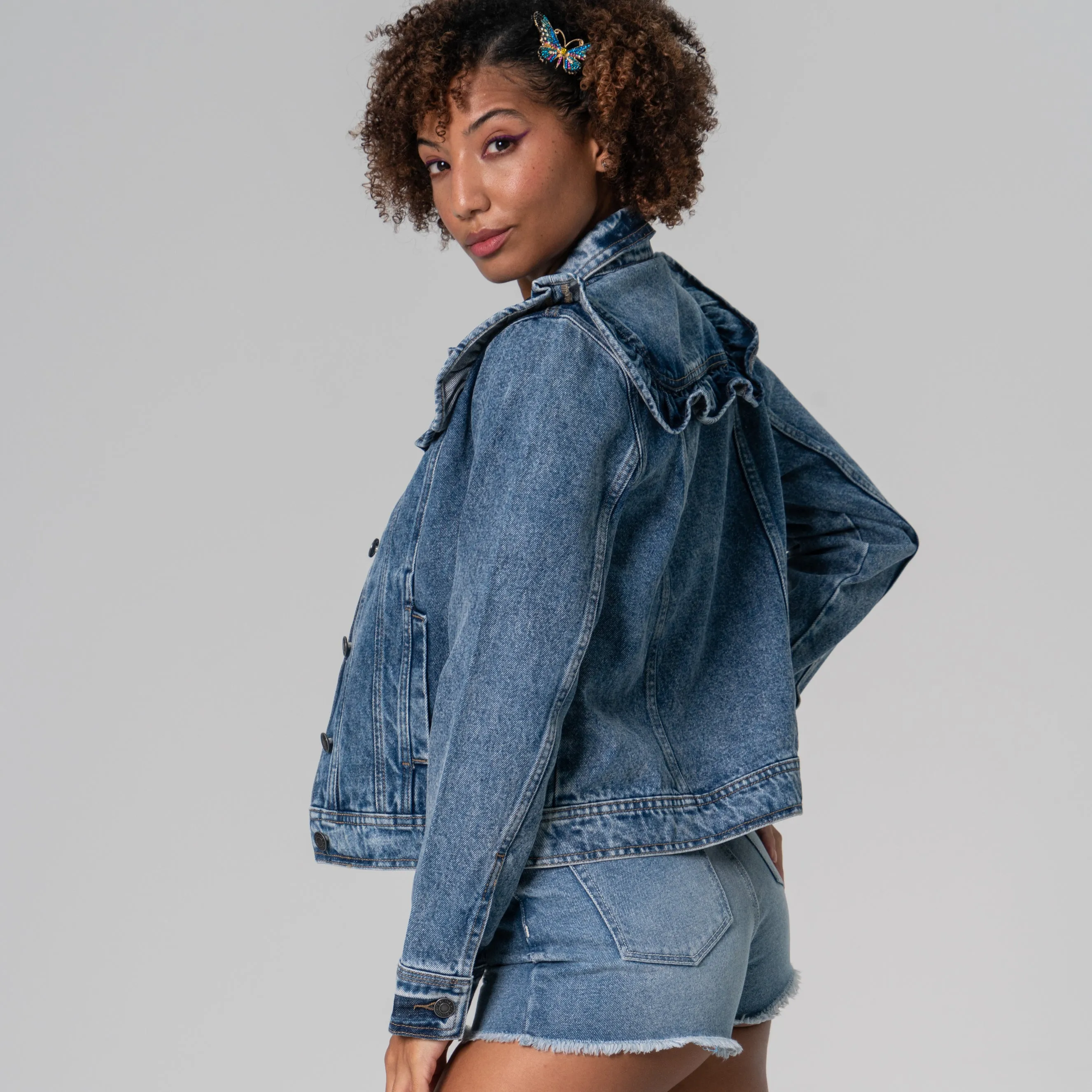 Ruffle Denim Jacket