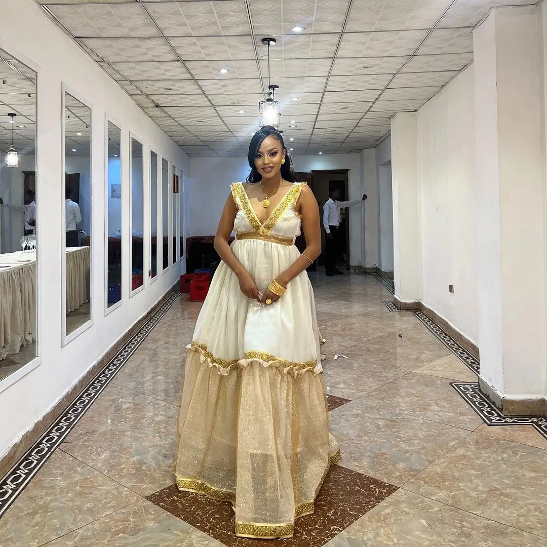 Shiny Modern Elegant Habesha Kemis Simple Habesha Dress