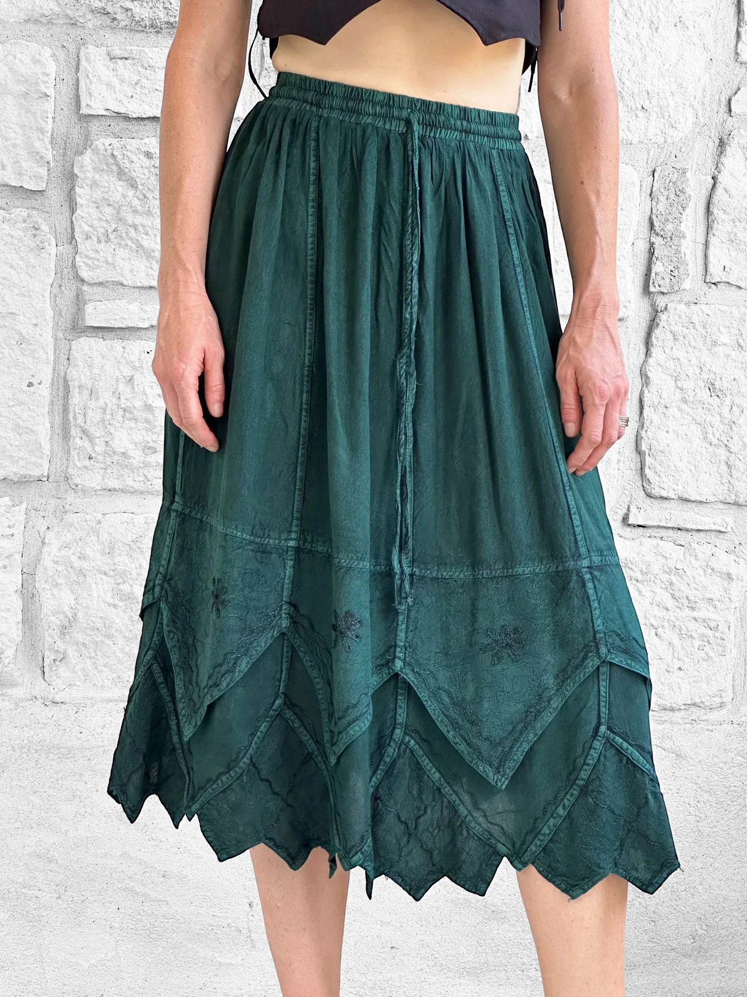 'Snowflake Skirt' - Stone Dark Green