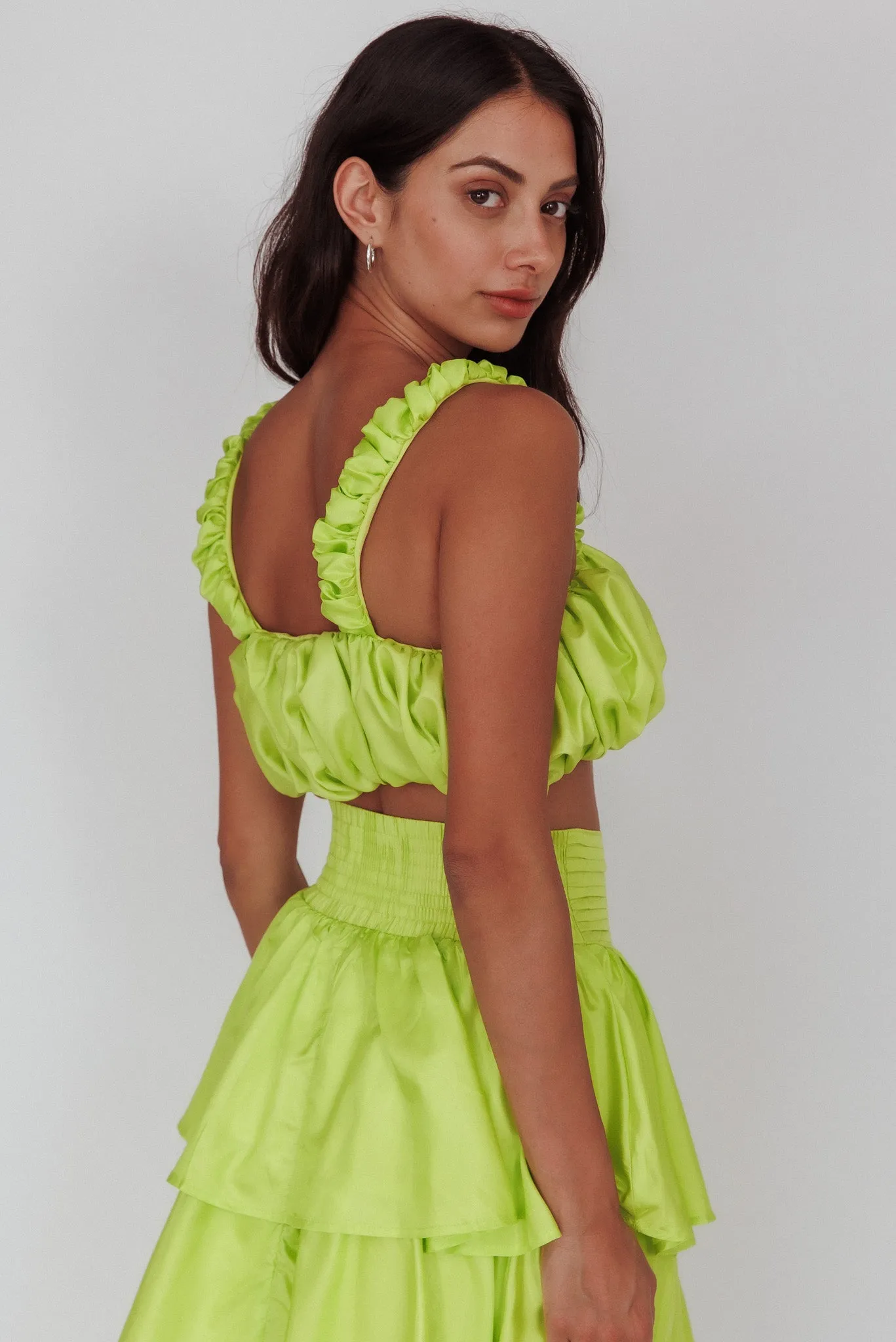 Sozo Layered Maxi Skirt Lime