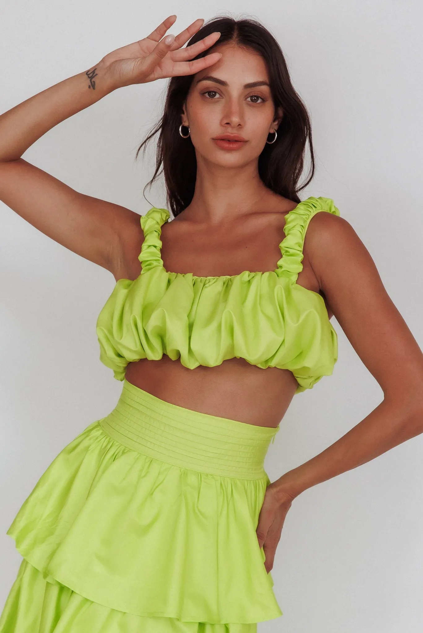 Sozo Layered Maxi Skirt Lime