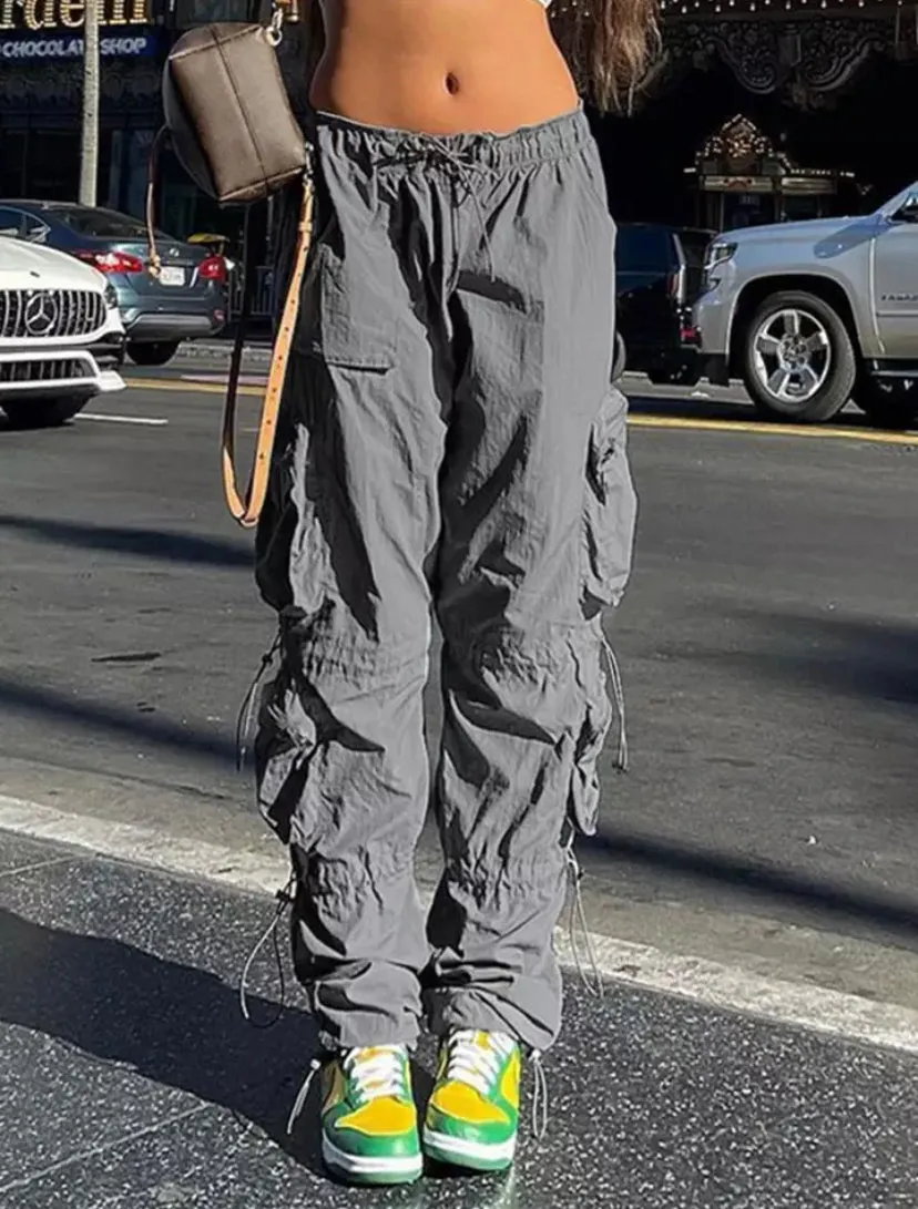 Straight Leg Drawstring Cargo Pants