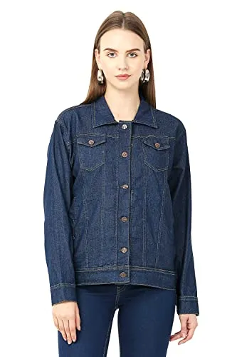 stylemyth - fashion point Women Solid Denim Blue Full Sleeve Casual Jacket (mye11-3XL)