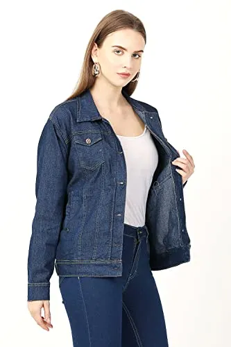 stylemyth - fashion point Women Solid Denim Blue Full Sleeve Casual Jacket (mye11-3XL)