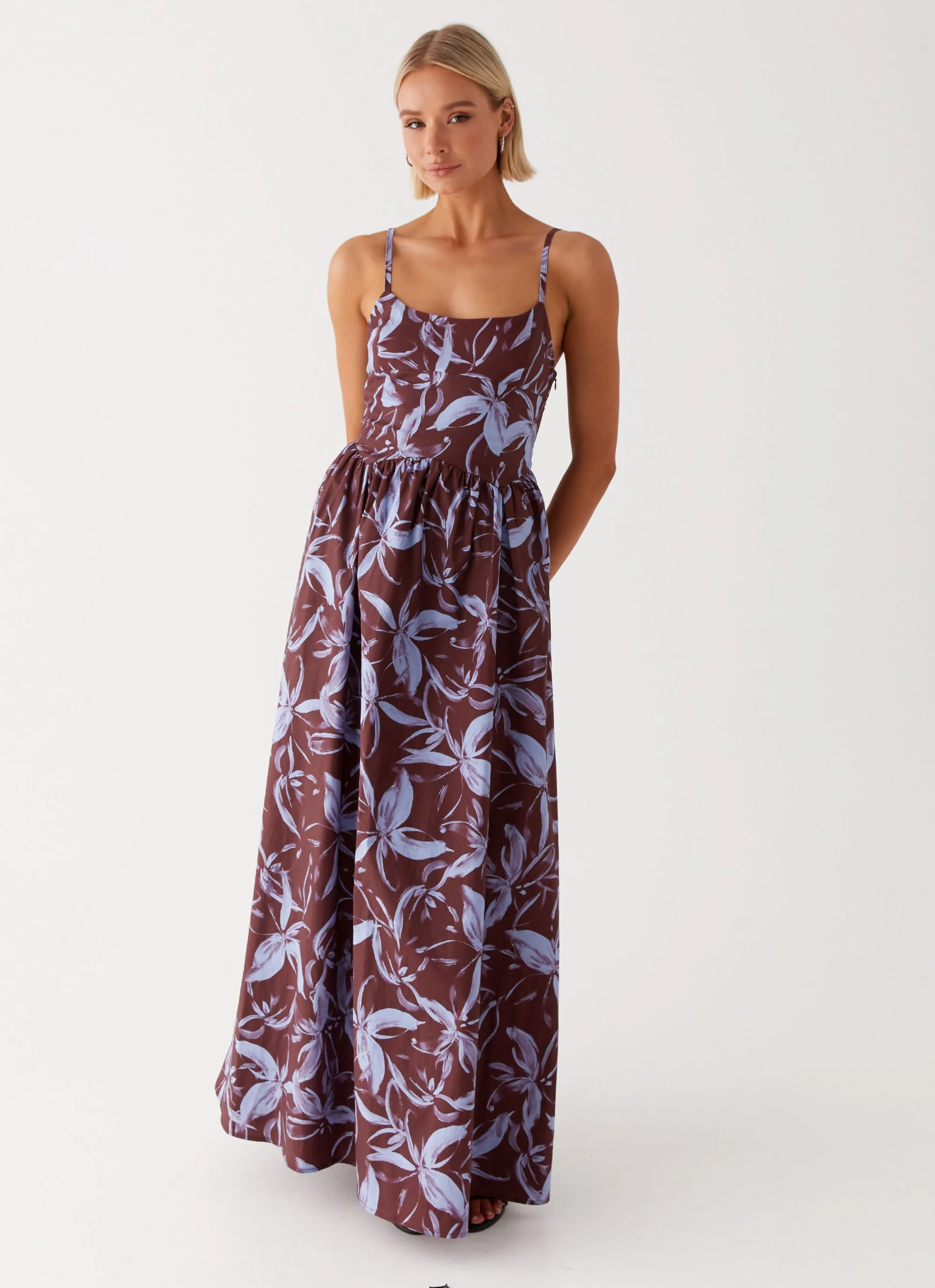 Tesoro Maxi Dress - Brown Purple Floral