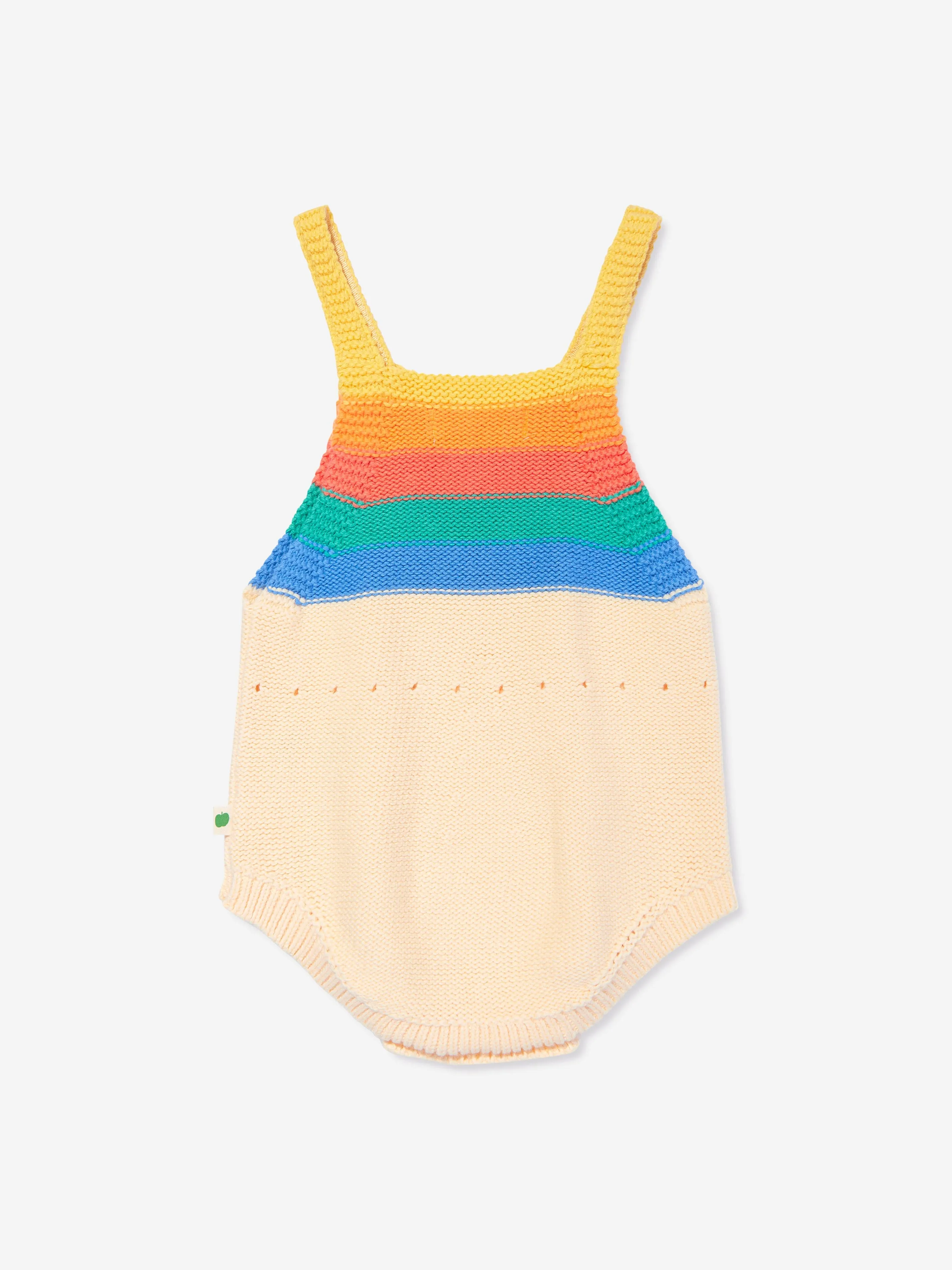 The Bonnie Mob Baby Rainbow Stripe Bubble Romper in Multicolour