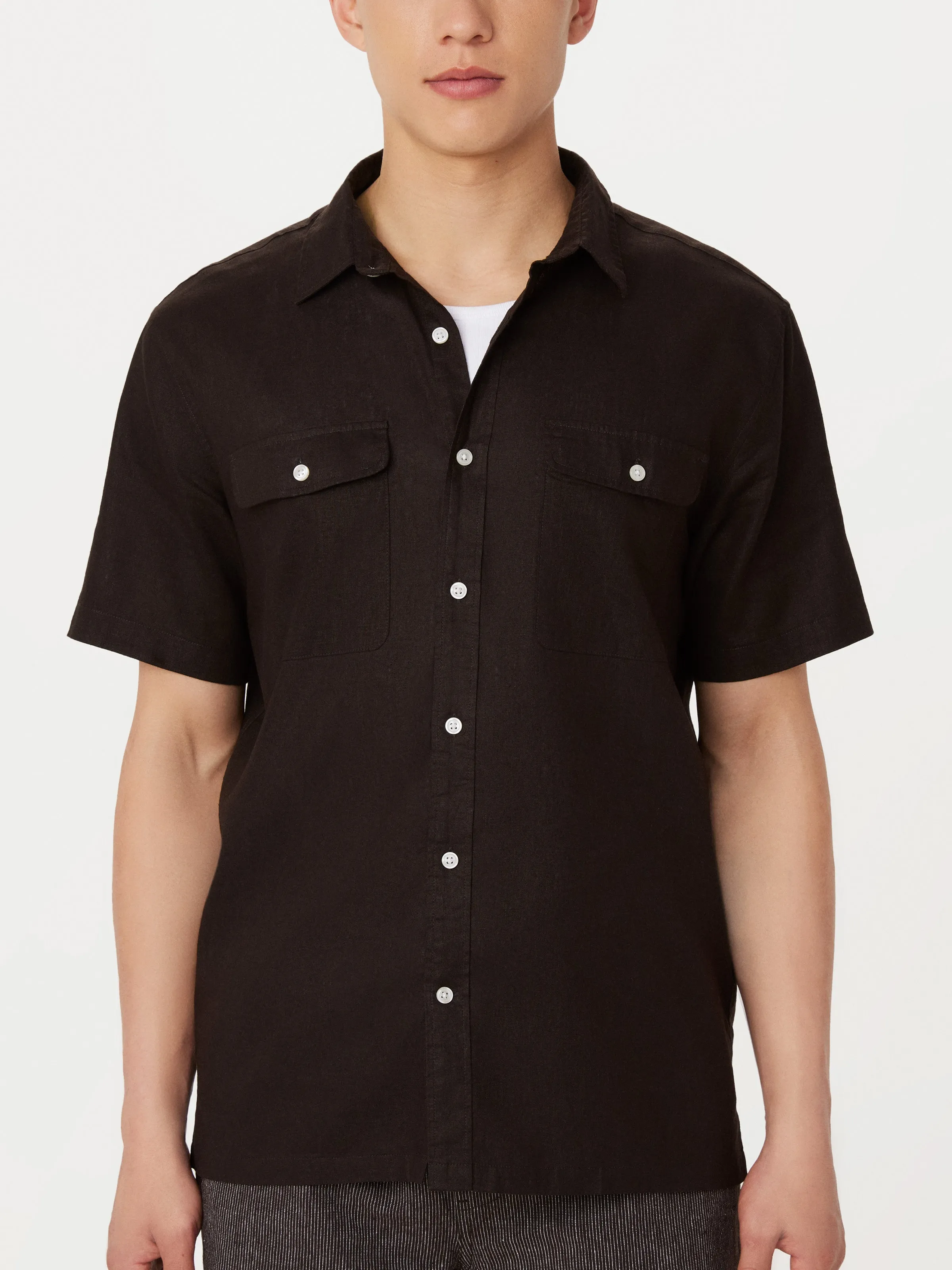 The Short Sleeve Hemp Shirt in Dark Chocolate