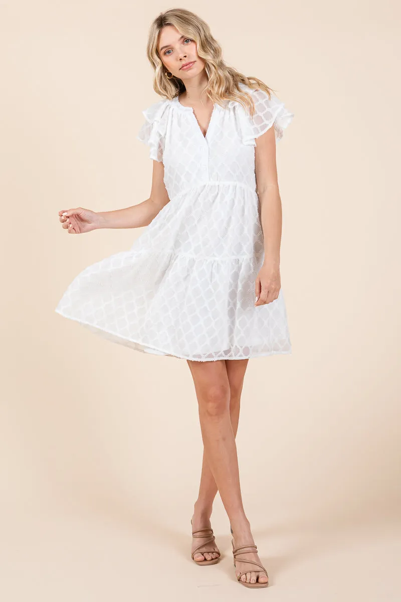 Tiered Babydoll Ruffle V Neck Mini Dress