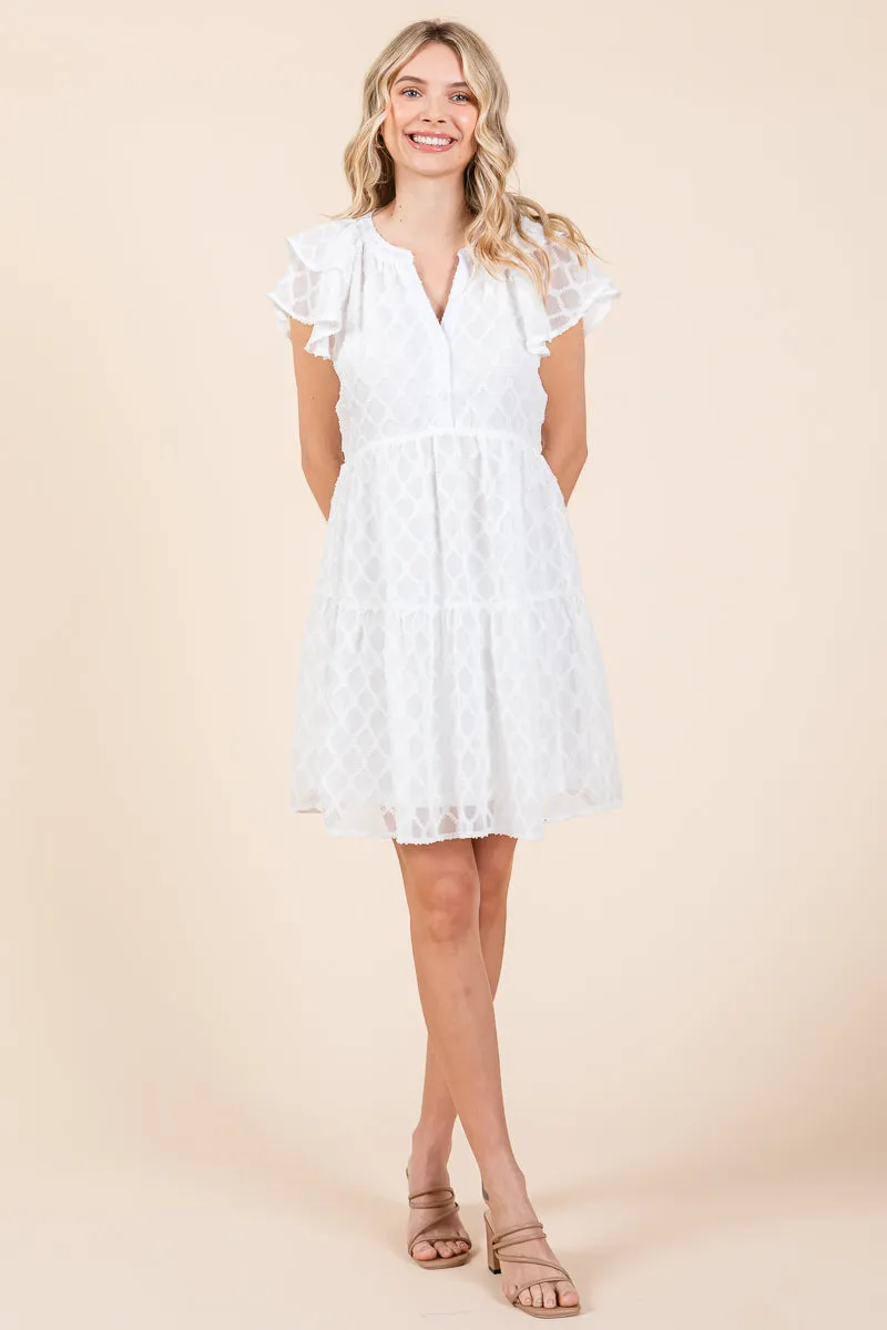 Tiered Babydoll Ruffle V Neck Mini Dress