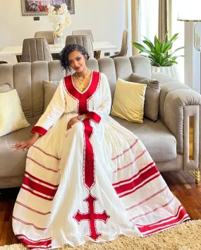 Timeless simplicity habesha dress beautiful red design habesha kemis