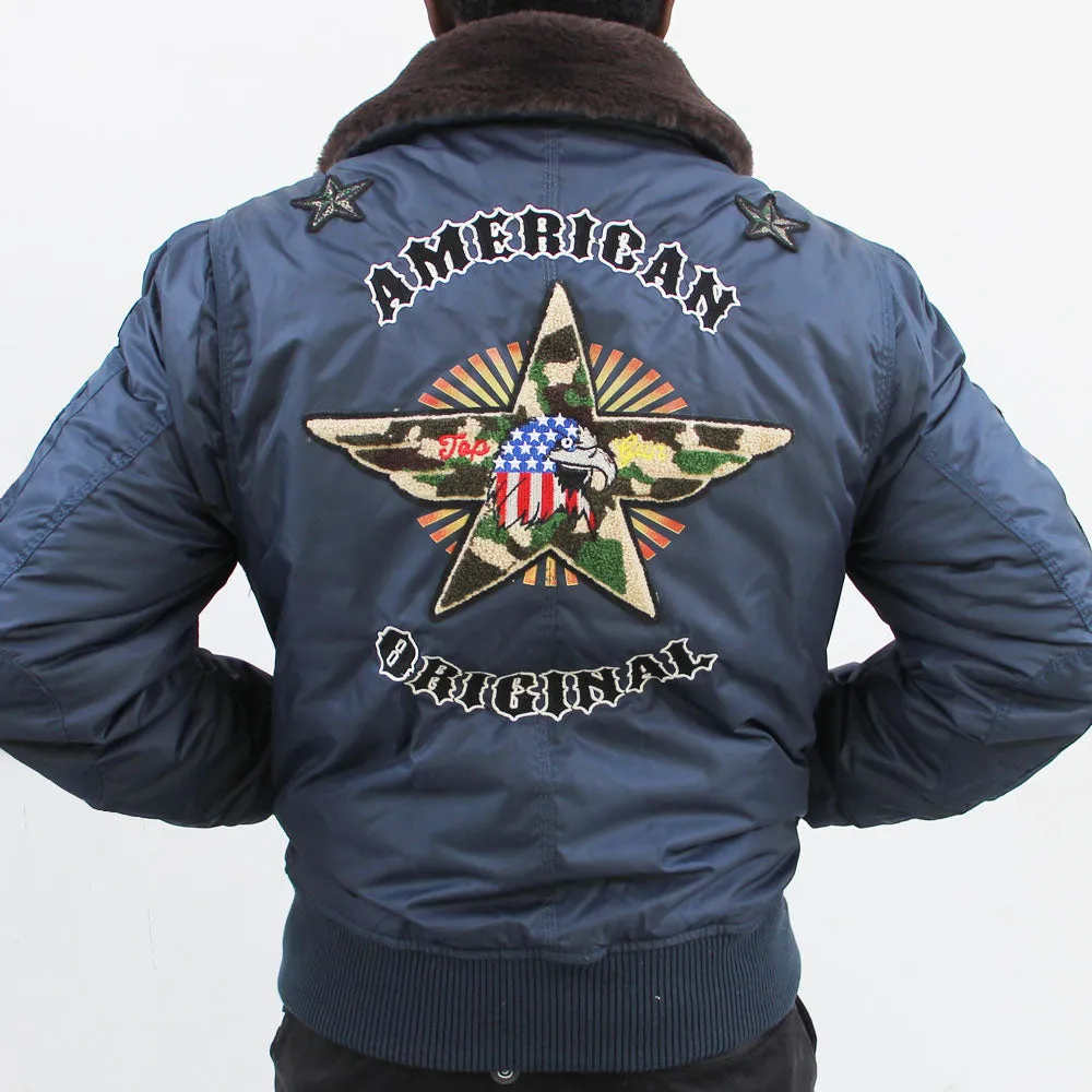 Top Gun MA-1 American Original Bomber Jacket With Patches Navy