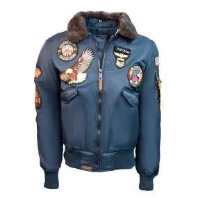 Top Gun MA-1 American Original Bomber Jacket With Patches Navy