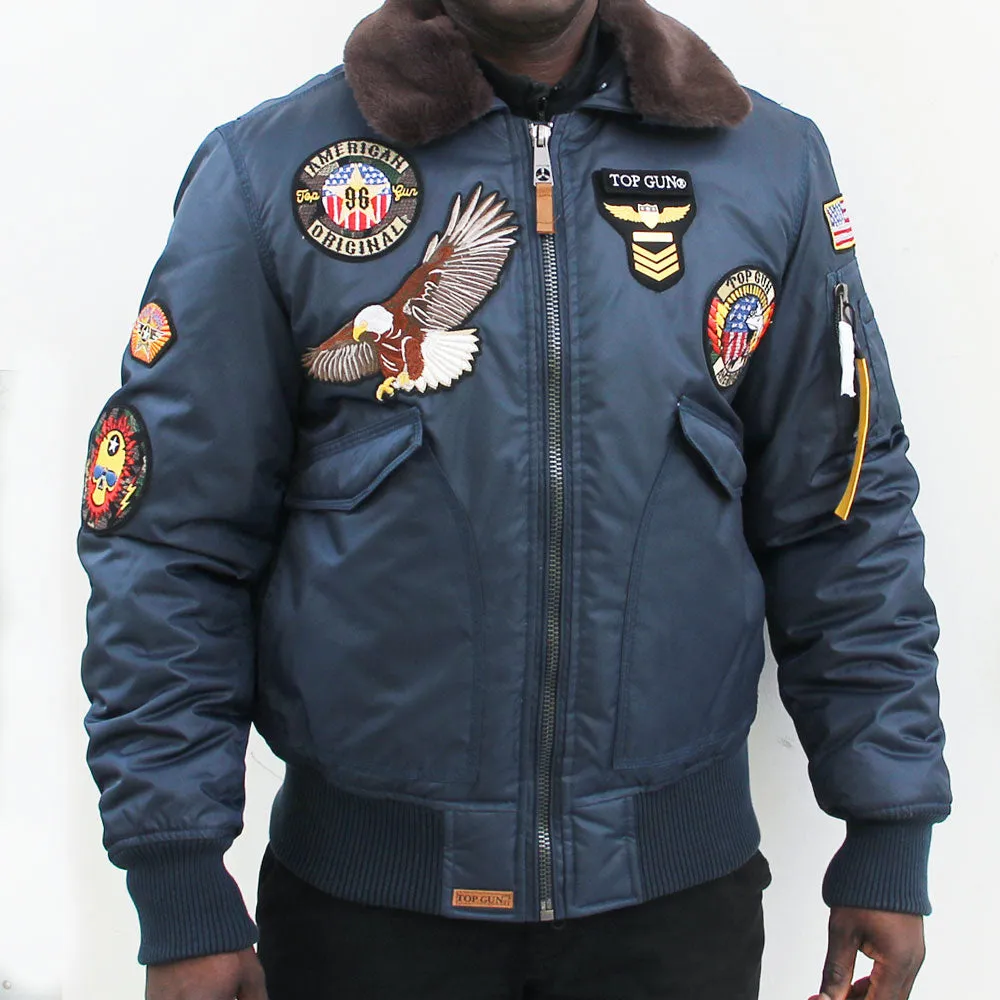 Top Gun MA-1 American Original Bomber Jacket With Patches Navy