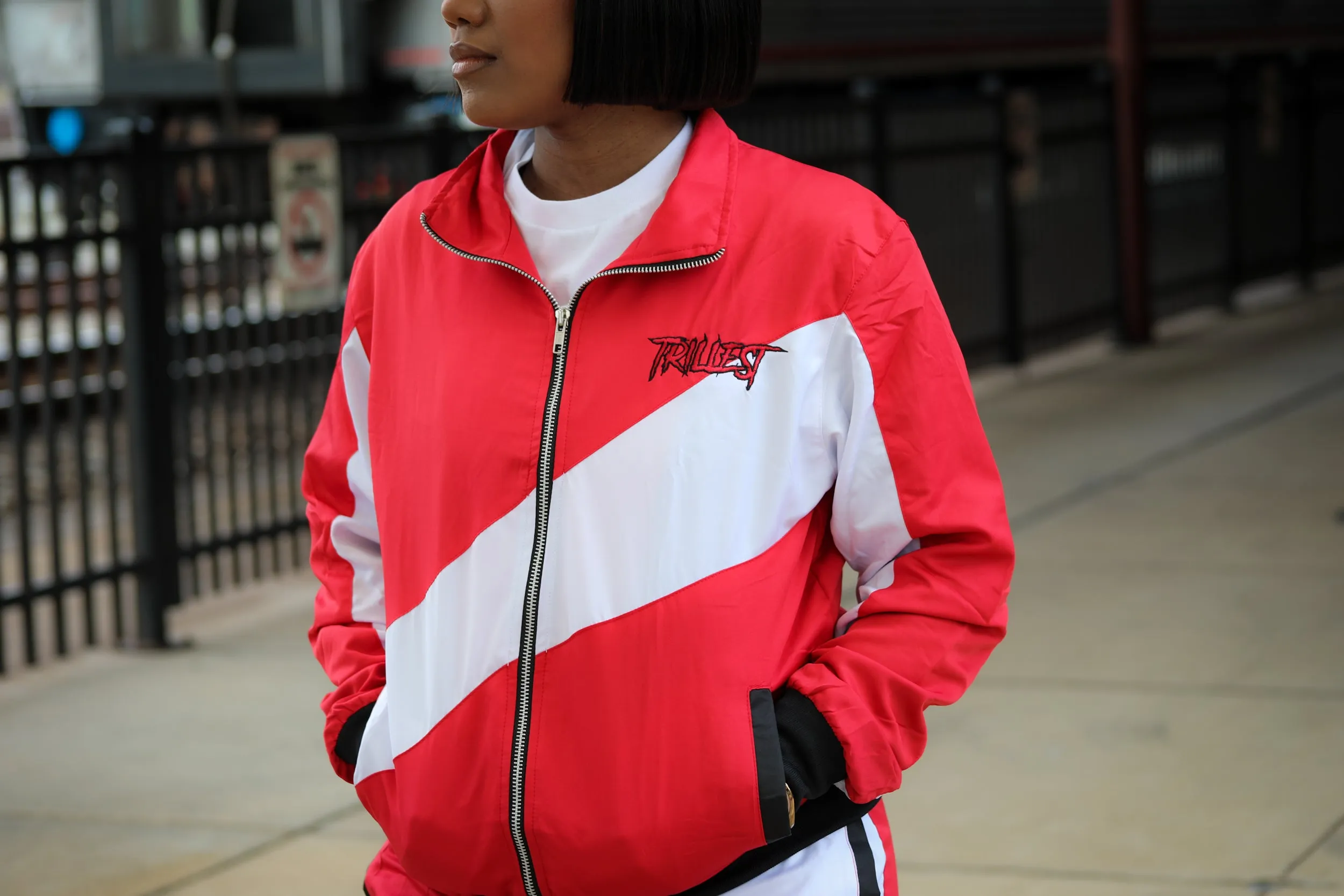 Trillest Red/White Windbreaker Jacket