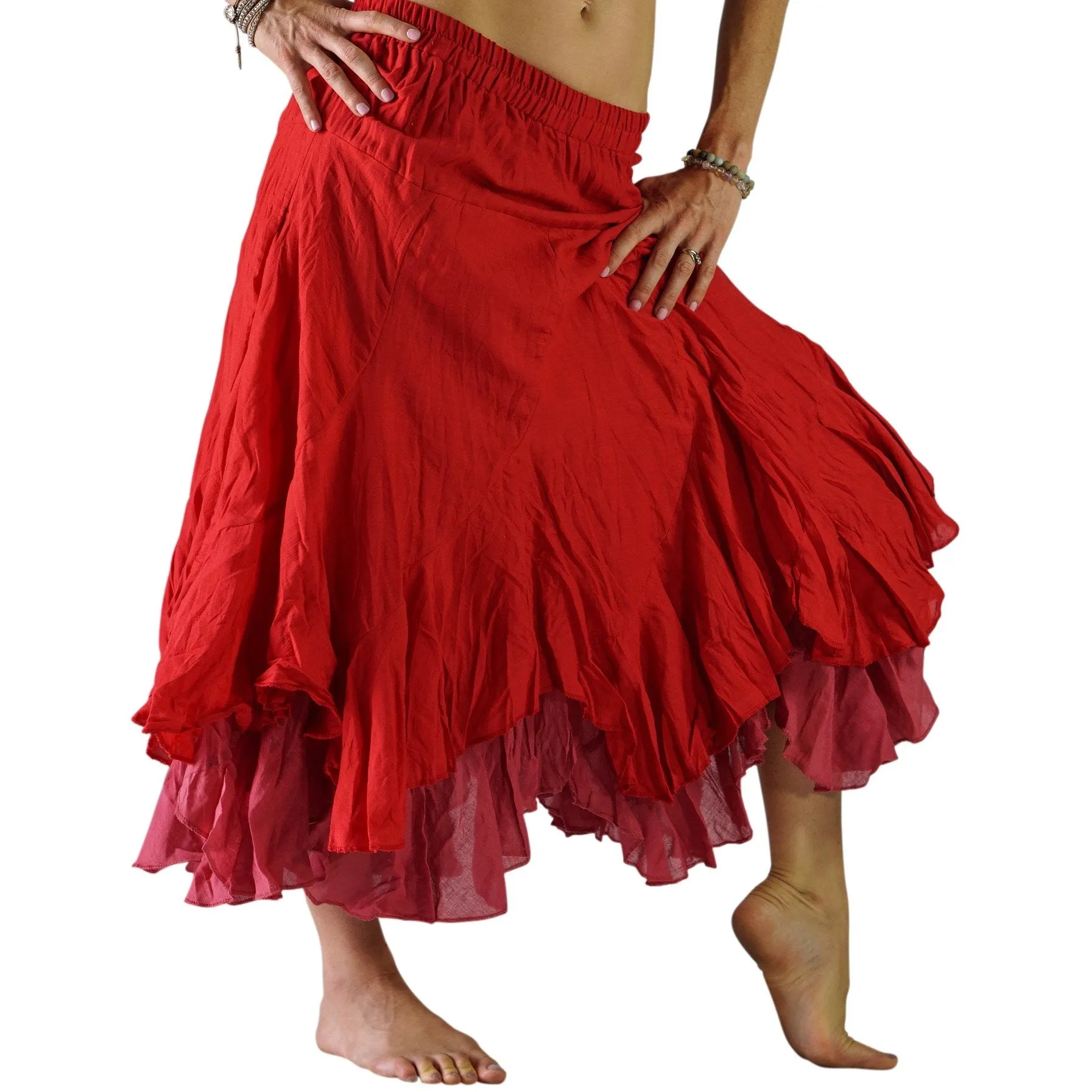 'Two Layer' Renaissance Fairy Skirt - Red