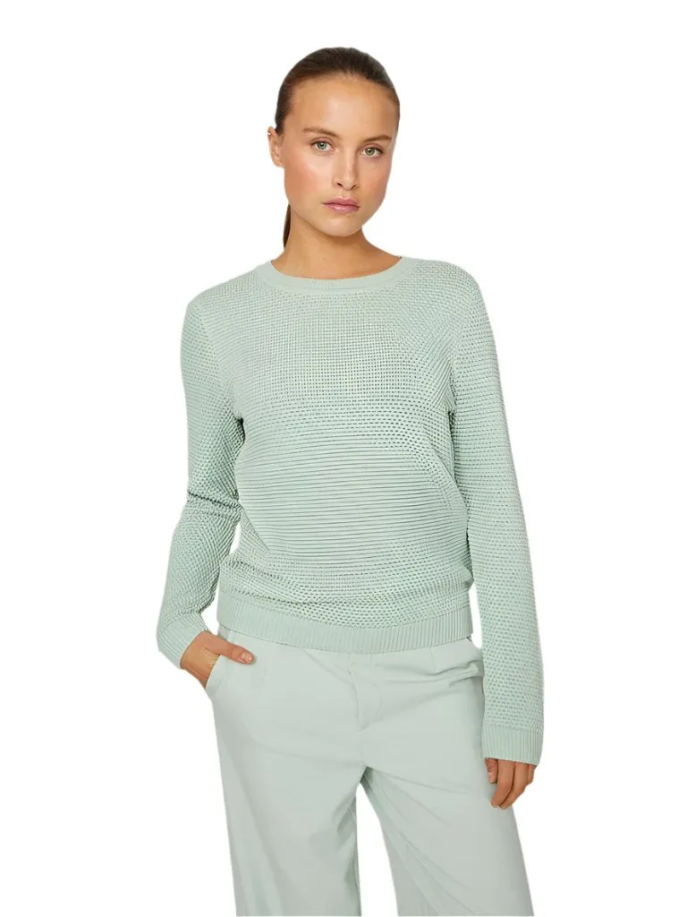 Vila Womens Top Dalo O-Neck L/S Knit Silt Green