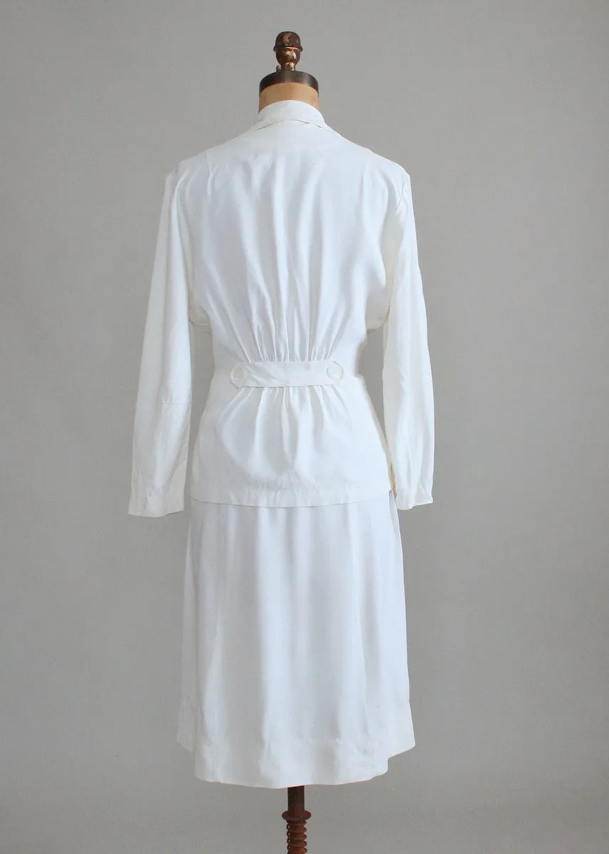 Vintage 1940s White Rayon Summer Suit