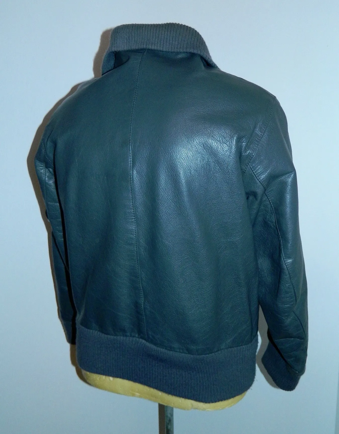 vintage 1970s German Luftwaffe leather jacket gray leather flight jacket pilot EU 50