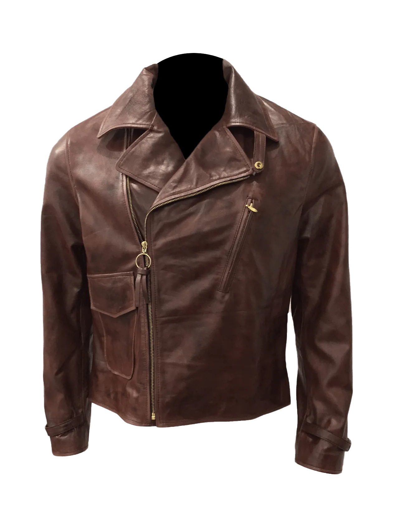 Vintage Style Asymmetrical Brown Jacket | Mens Vintage Style Asymmetrical Brown Leather Jacket