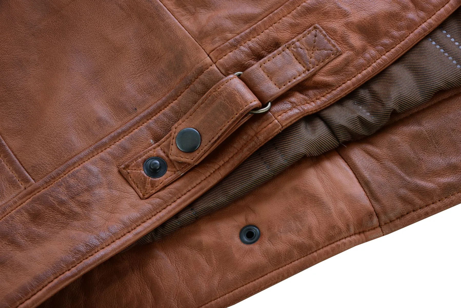 VL550Br Vance Leathers' Men's Cafe Racer Waxed Lambskin Austin Brown Motorcycle Leather Jacket