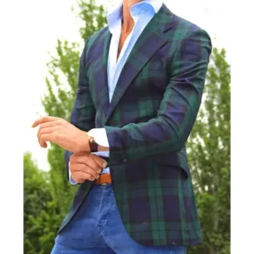 Wiaofellas  -  Men's Business Formal Suits Jacket Large Men Fashionable Checkered Slim Fit Suit Jacket Casual Business Occasion and Daily Wear