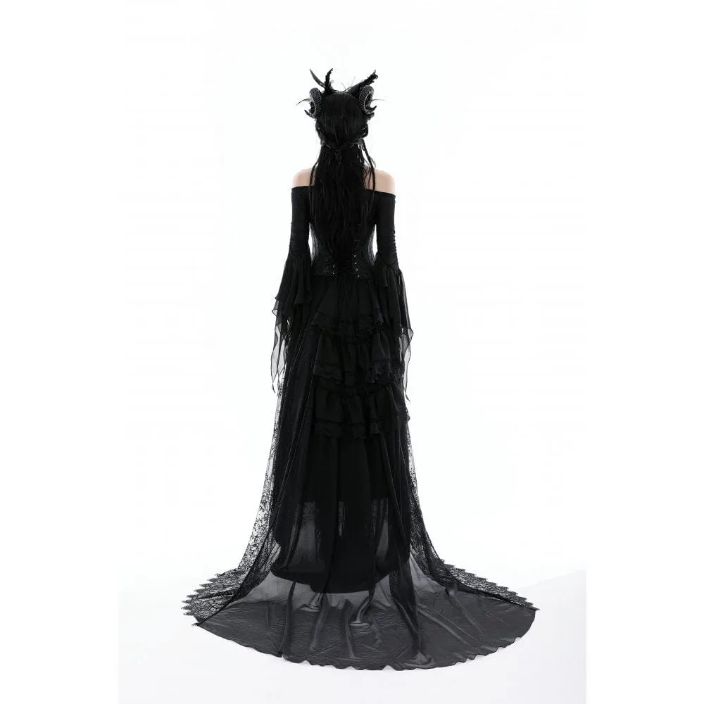 Women's Gothic Lace Layered Draggle-tailed Skirt