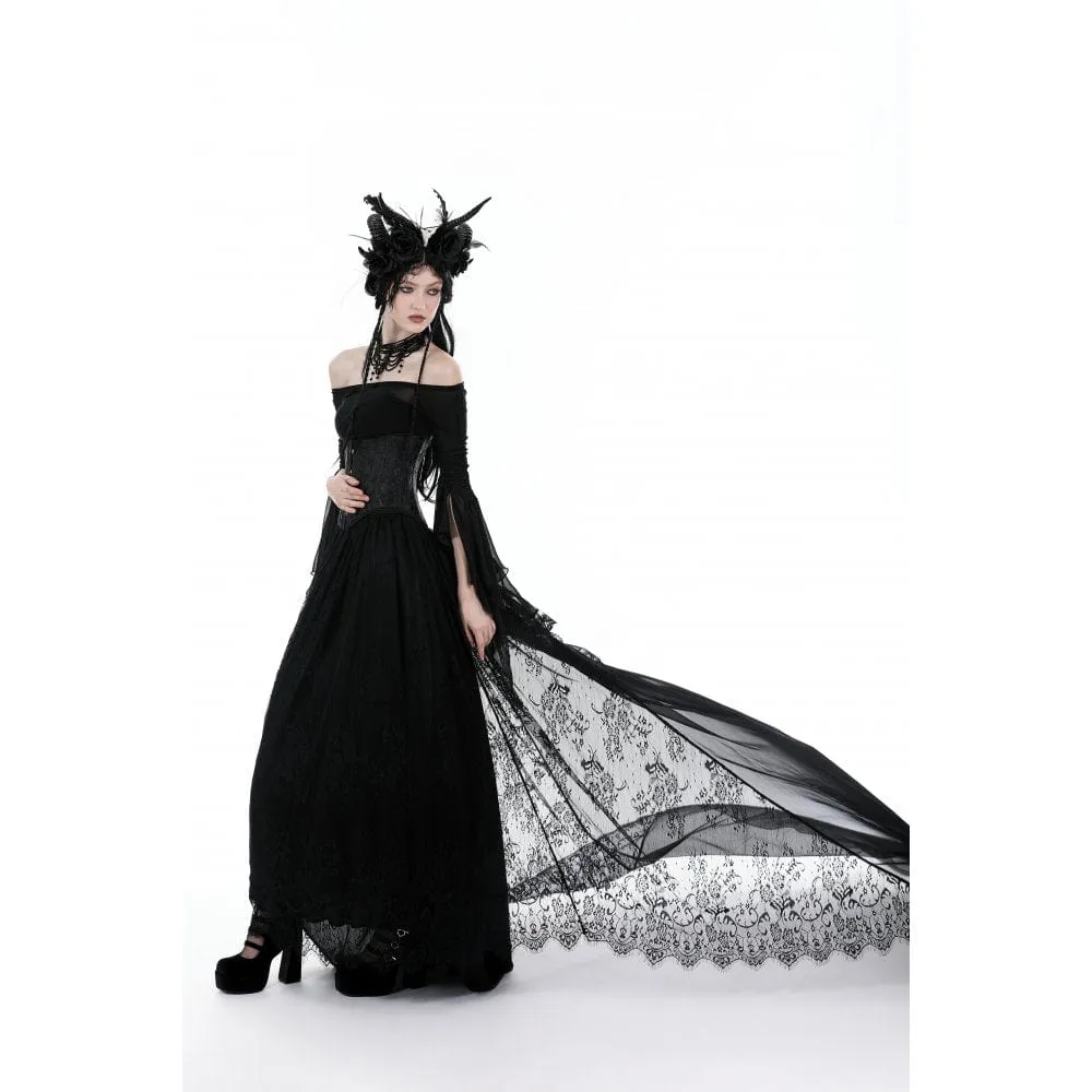 Women's Gothic Lace Layered Draggle-tailed Skirt