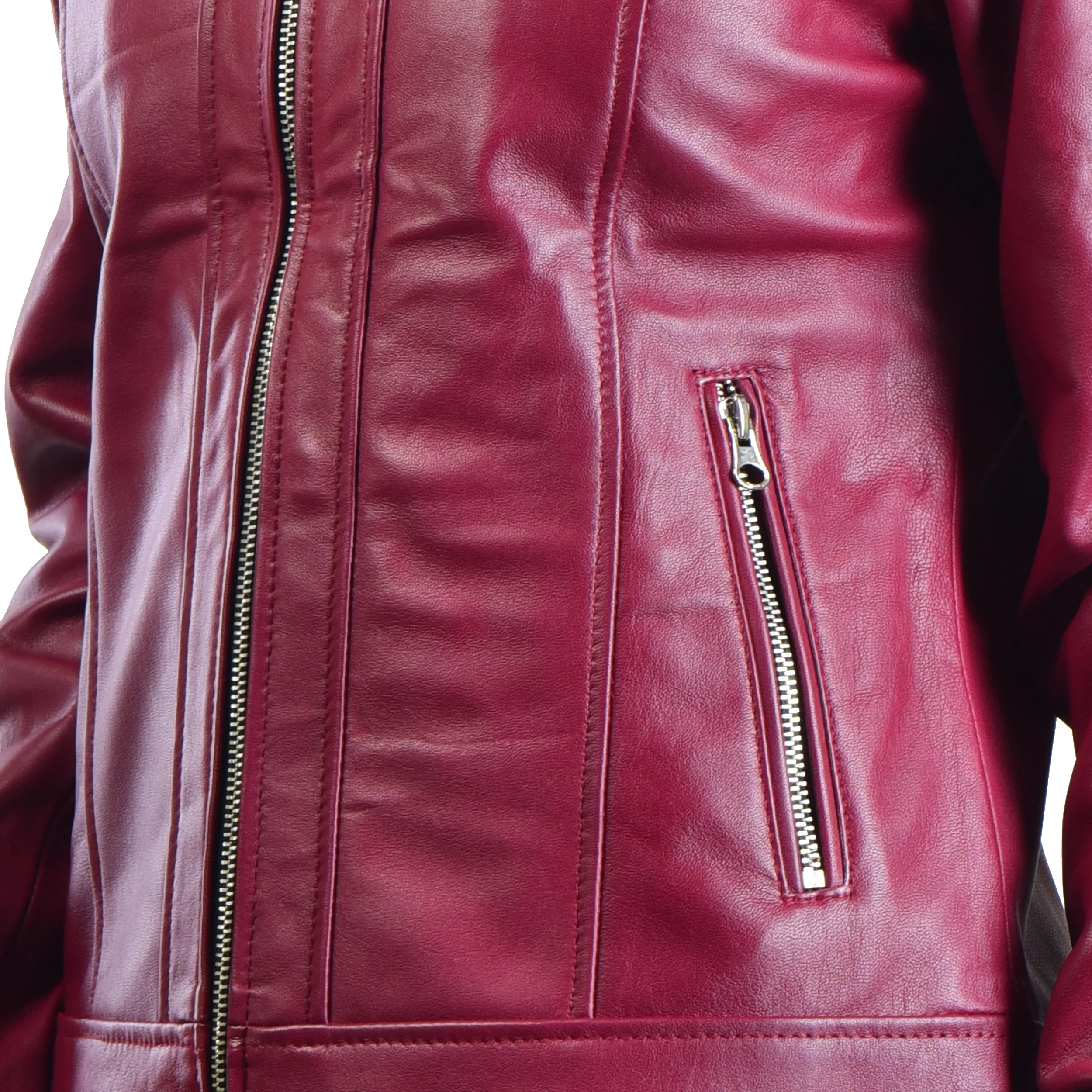 WOMENS LEATHER JACKET 410159(CHERRY)