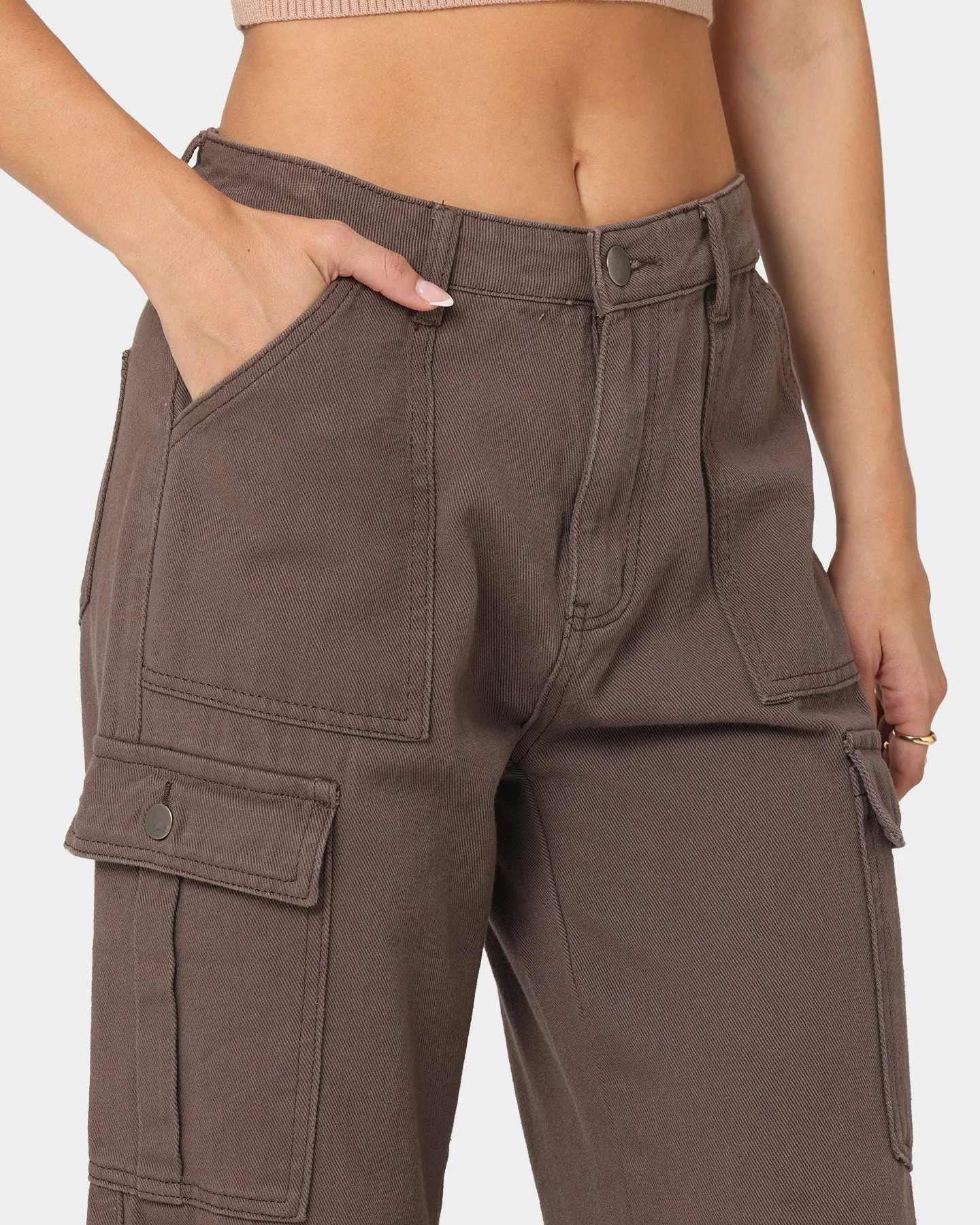 XXIII Women's Poppy Wide Leg Cargo Pants Brown