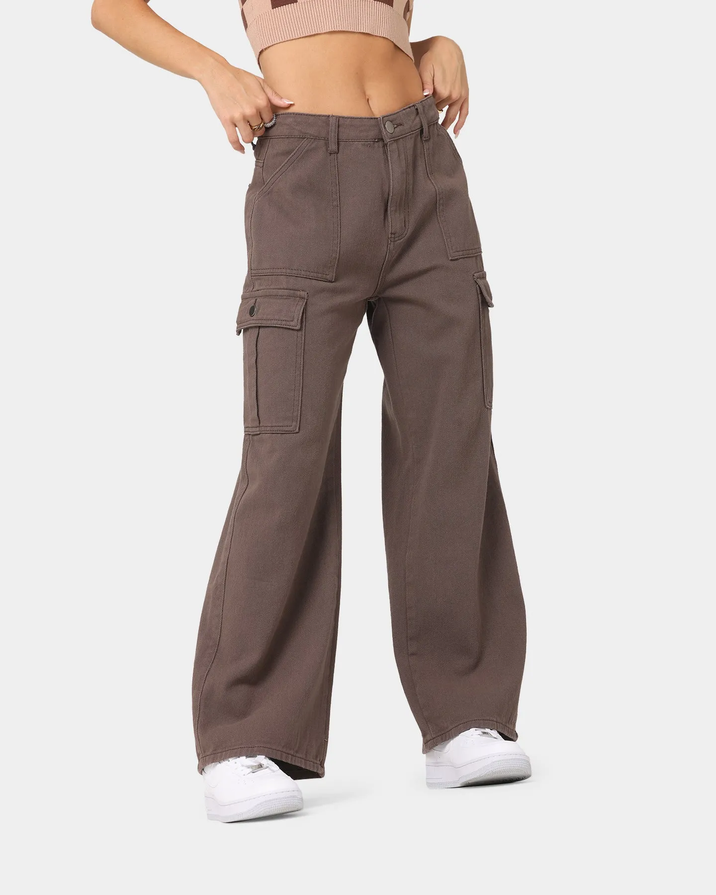 XXIII Women's Poppy Wide Leg Cargo Pants Brown