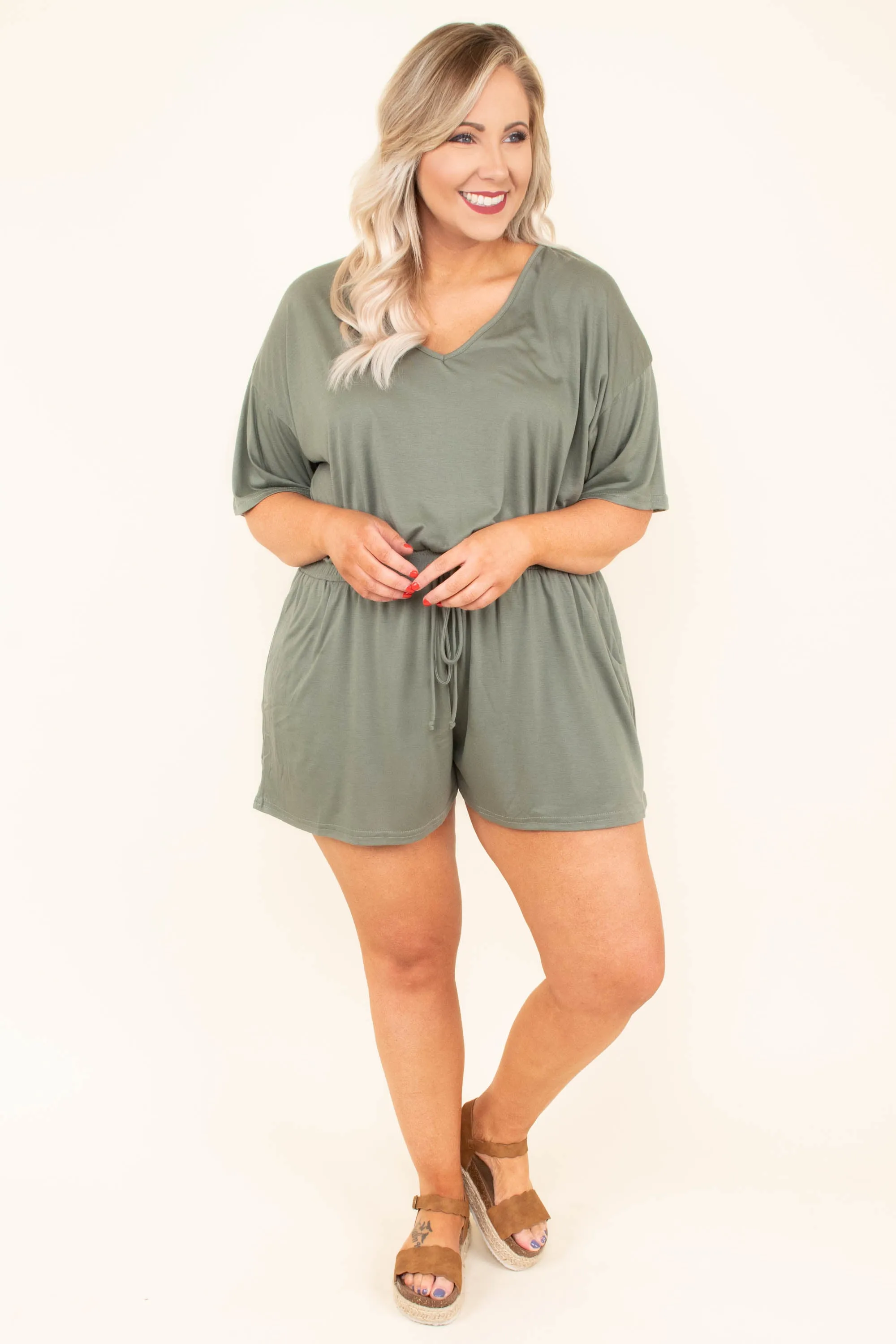 Your Number One Romper, Sage