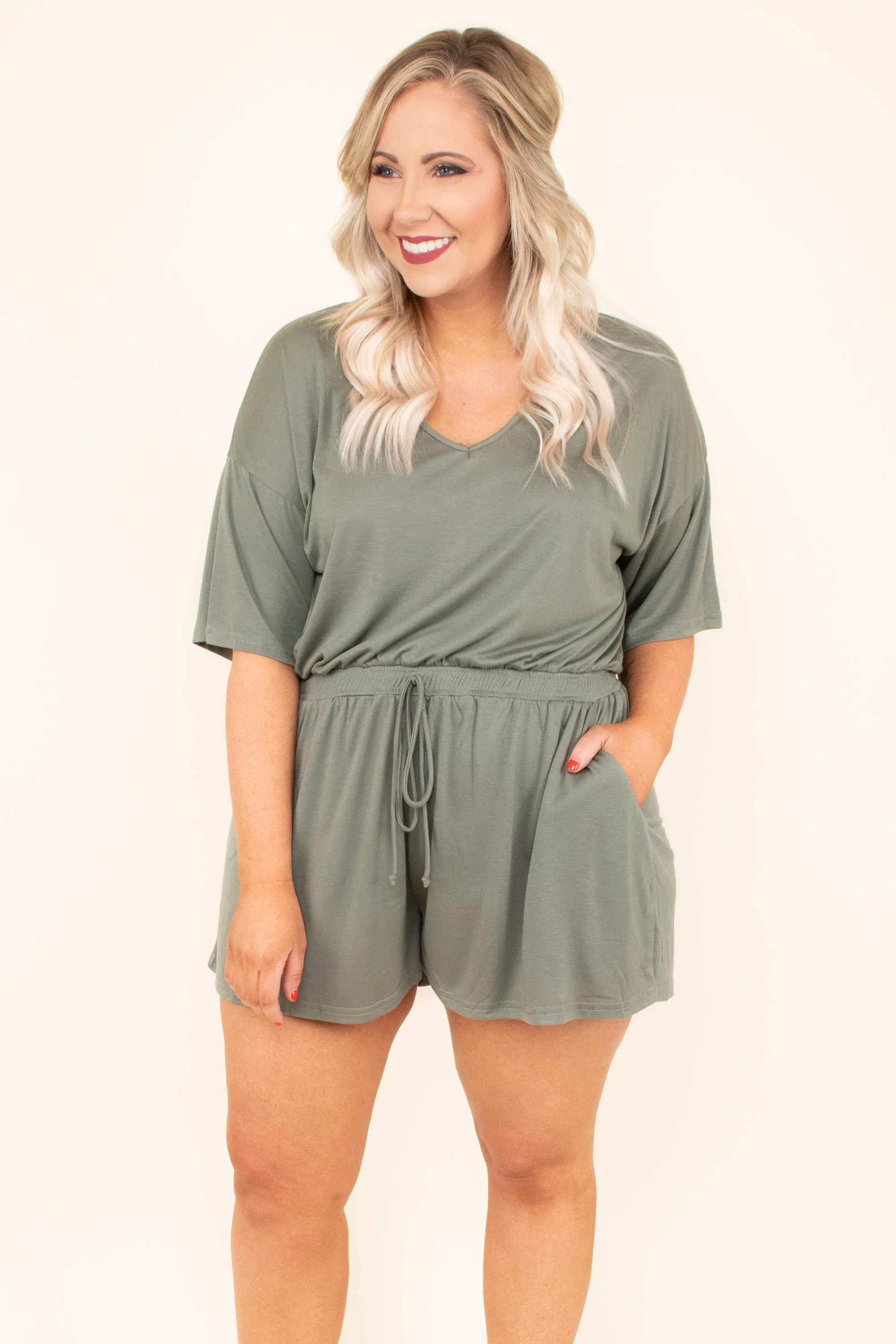 Your Number One Romper, Sage